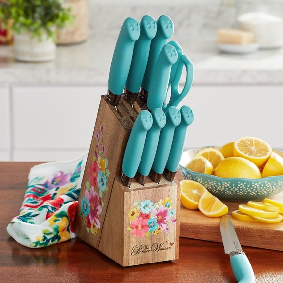 The Pioneer Woman Other - NWT The Pioneer Woman Sweet Rose 11-Pc Stainless Steel Knife Block Set in Teal